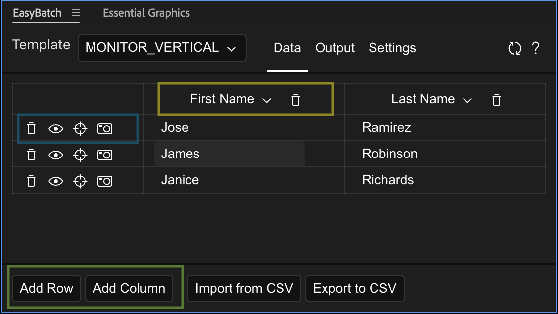 Screenshot of the template selection dropdown
